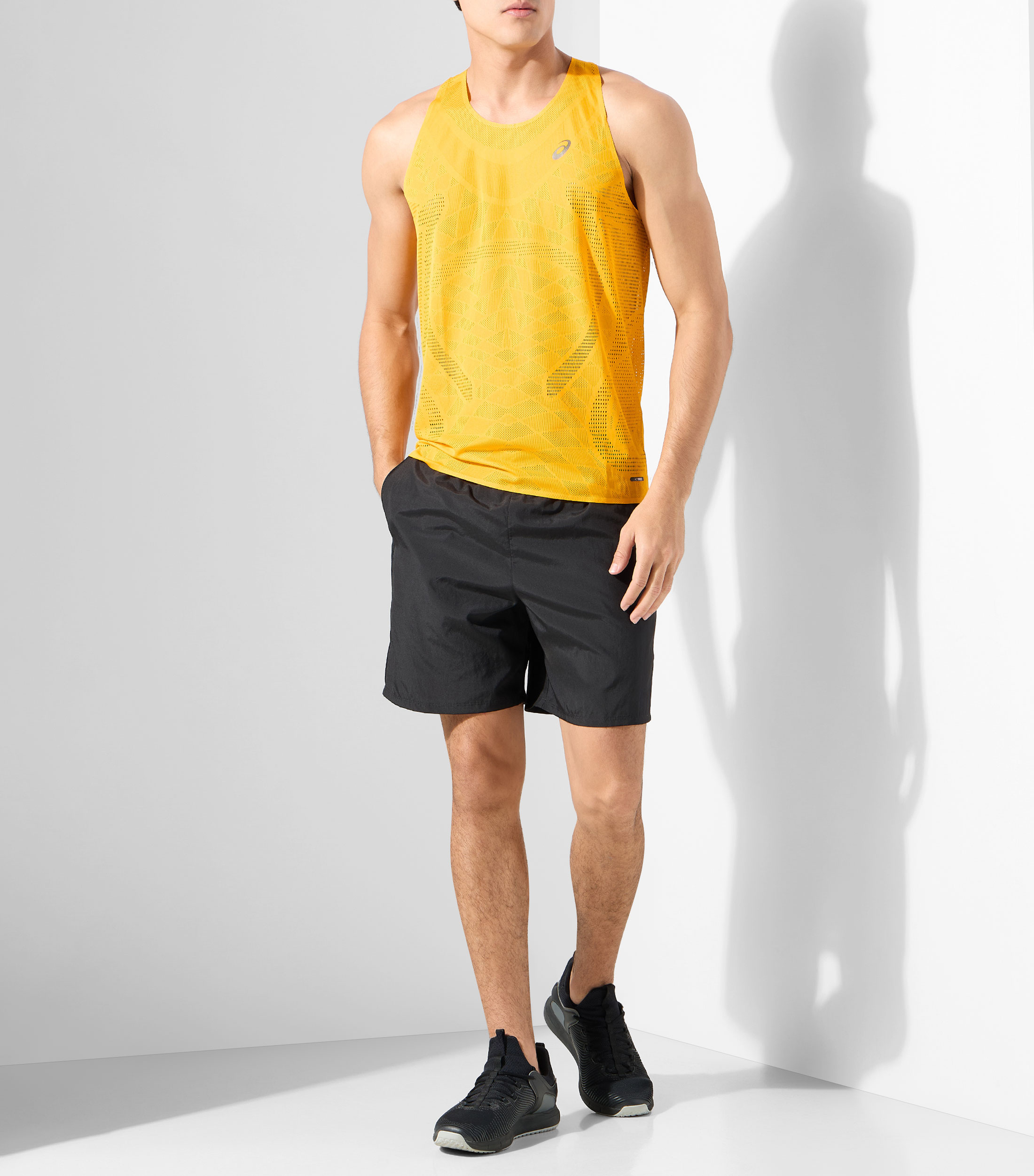 Playera para correr cuello redondo sin mangas lisa Hombre
